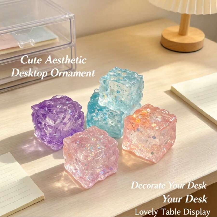 1pc 3D Cube Cheese Squishy Toy, Soft Rubber Stress Relief Squeeze Toy, Healing Desktop Decor, Suitable For Adults And Children, Creative Holiday Party Favor - Multicolor - View 1