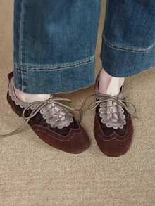 Vintage Red Versatile Hook & Loop Mary Jane Shoes Women Spring New Leather Casual Round Toe Flat Shoes,Ballet Flats - Brown - View 6