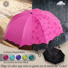 Sombrilla mágica, varios colores, al contacto con el agua empieza a aparecer su estampado Paraguas Mágico Protector Solar Mágico Contra el Sol y la Lluvia Diseño Compacto para Uso Diario - Rosa Fucsia - Ver 3