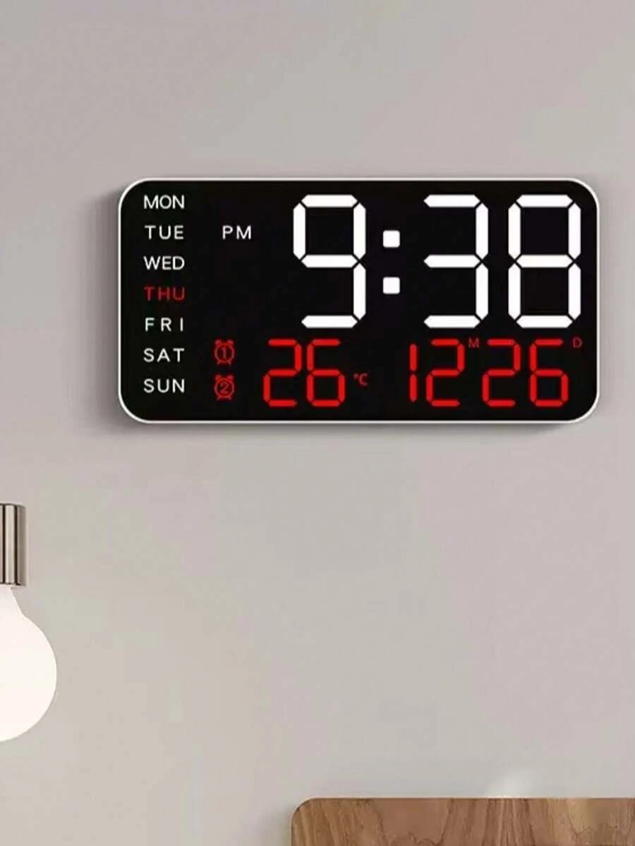 Lámpara inteligente multifunción de 1 pieza, despertador digital con luz decorativa, brillo ajustable, pantalla de fecha y alimentación USB - Diseño rectangular elegante