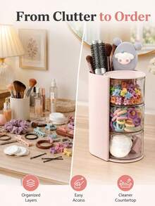 1pc Multifunctional Rotating Desktop Storage Box, Rotating Multi-Layer Transparent Hair Accessory Storage Box, Rotating Desktop Storage Box, Hair Clip Storage Box, Various Hair Accessory Storage Box, Best Birthday Gift. - Rotating Jewelry Box - View 5