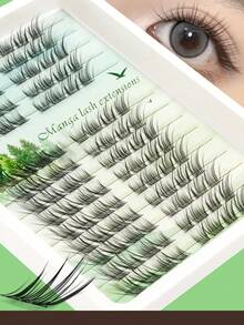 112 Row Fox Cat Eye Cluster False Eyelashes Create Cartoon Style, Left And Right Single False Eyelashes, Thin And Lightweight, Can DIY Eyelash Extensions, Suitable For Home Parties, Valentine's Day, Travel, Photography, Holiday Makeup - View 1