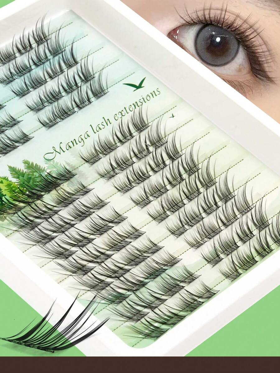 112 Row Fox Cat Eye Cluster False Eyelashes Create Cartoon Style, Left And Right Single False Eyelashes, Thin And Lightweight, Can DIY Eyelash Extensions, Suitable For Home Parties, Valentine's Day, Travel, Photography, Holiday Makeup - View 1