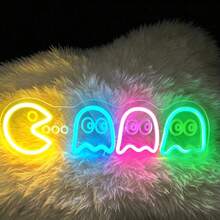Gaming Theme Ghost Neon Wall Light, Gaming Room Bedroom Wall Decor, USB Powered Creative Atmosphere Night Light - Multi-color - View 3