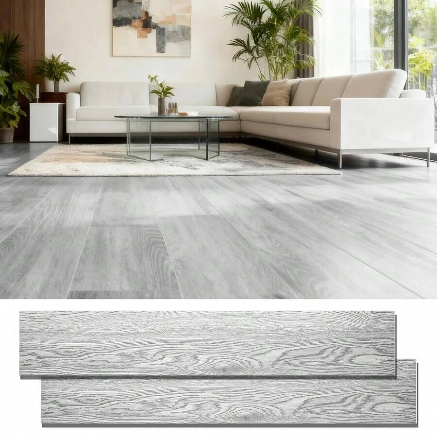 Losas de PVC autoadhesivas con imitación de madera, de aspecto similar al de las baldosas cerámicas, aptas para suelos, cocinas, suelos de PVC, baldosas y cuartos de baño; impermeables; 5 metros cuadrados (36 piezas) - 1 - Ver 1