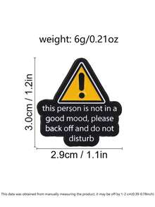 Warning Sign Funny Quote Enamel Pin, Sarcastic Text Lapel Brooch For Backpack Jacket - Multicolor - View 3