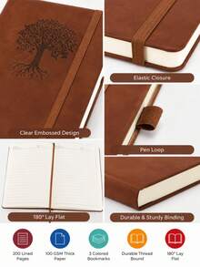 Premium Leather Notebook, Lined Paper, A5 Size, Suitable For Work, Notes, Business, Travel, Daily Journaling, 200 Pages 100gsm Inner Paper (5.9" X 8.4") Back To School Supplies - A - View 5