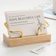 1pc Walnut & Beech Wood Business Card Holder - Premium Solid Wood Office Desk Organizer, Business Gift - Multicolor - View 6