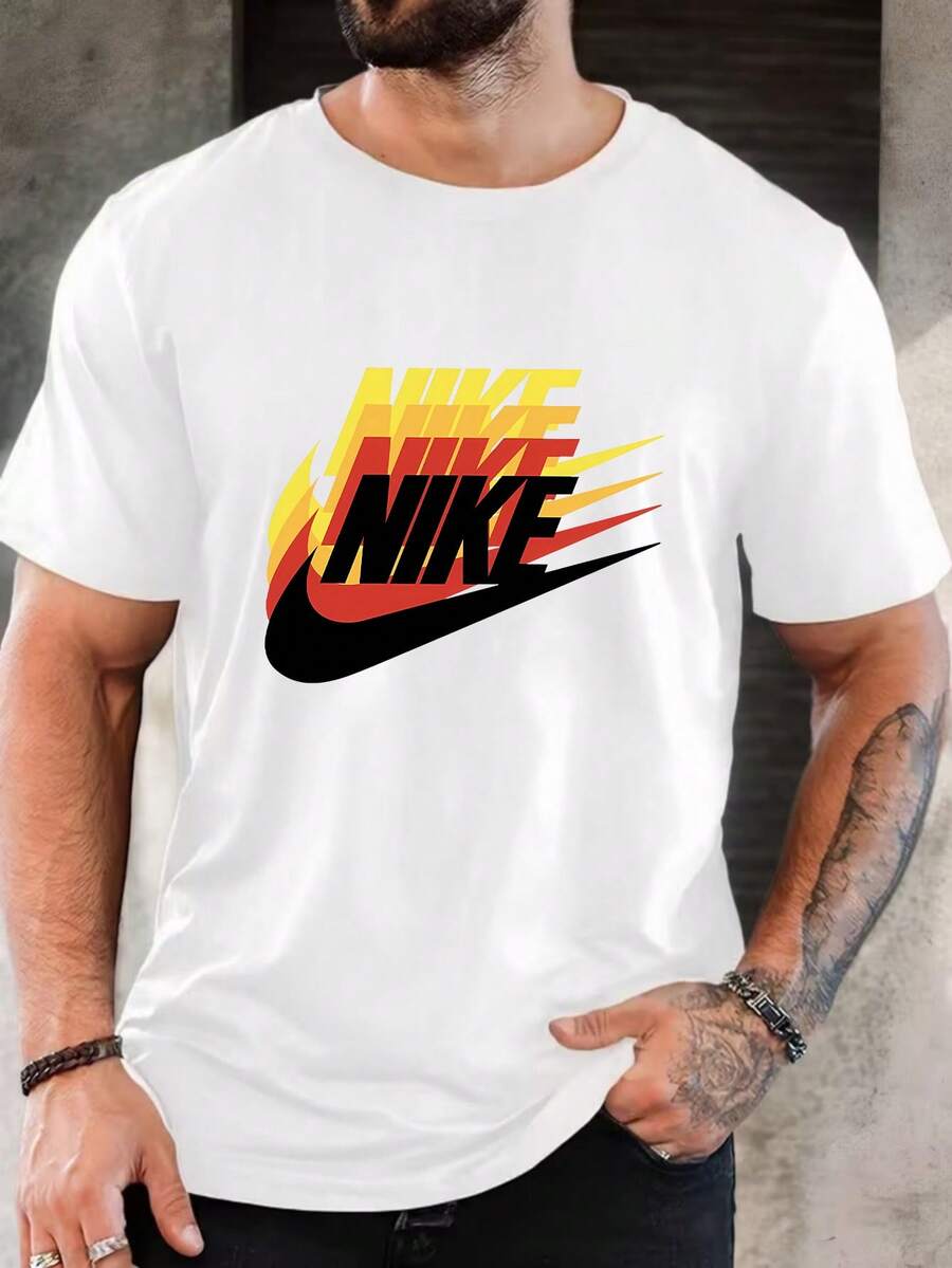 Men's Pure Cotton Short-Sleeve T-Shirt Casual Crew Neck Basic Tee Comfortable Breathable Daily Wear Summer Top - 白色 - 查看 1