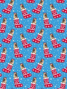 1 Roll Of Christmas Gift Wrapping Paper Featuring Christmas Dog And Stocking Patterns;Perfect For Christmas Gift Wrapping,Holiday Party Decor,Home Festive Decoration,DIY Craft,Festive Favour Wrapping Dimensions: 43 Cm X 300 Cm. - A - View 5