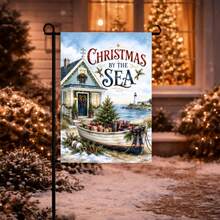 Beach Christmas Garden Banner, Coastal Holiday Home Decor, 1pc, 2D Flat, Single-Sided Print, Flagpole Not Included - A - View 6