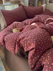 3-Piece Hollow Lace Duvet Cover Set, Soft And Comfortable Bedroom Bedding, Lace Design With Cute Floral Pattern, Breathable And Soft All-Season Bedding Set, Includes 1 Duvet Cover And 2 Pillowcases, No Fillers, Suitable For Dorm, Bedroom And Home Use, Multiple Size Options - Burgundy - View 7