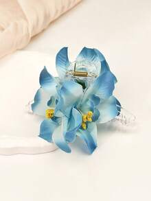 Women's Hair Accessory Spring Summer Bohemian Style Pink Blue Purple Fuchsia Dual Artificial Orchid Hair Claw Clip Back Of Head Hair Clip - Multicolor - View 12
