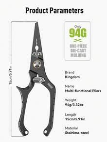 KINGDOM Fishing Pliers 1PC Stainless Steel Line Cutter Hook Remover Split Shot Crimper Multi-Functional Fishing Tool Locking Handle Corrosion Resistant Portable For Anglers Outdoor Fishing - Multicolor - View 3
