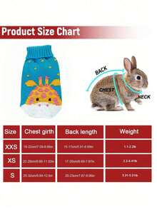 1 pieza Suéter de ciervo, Suéter cálido de conejo para otoño/invierno, Diseño de corazón lindo de material acrílico, Accesorios para mascotas de conejo, Suministros para mascotas de conejo, Conejo, Accesorios para mascotas de conejo, Suministros para mascotas de conejo, Conejo, Suministros para conejo, Ropa para conejo, Suministros para conejo, Día de San Valentín - Multicolor - Ver 2