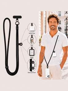 1pc Adjustable Crossbody Phone Lanyard With Detachable Neck Strap And Earbud Hanging Loop, An Anti-Loss Hands-Free Phone Strap Designed Compatible With Airpods, Keys, ID Cards, And Daily Outings - View 3