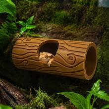Suction Cup Realistic Tree Hollow Reptile Hideout, Wood Grain Hanging Lizard Gecko Hiding Cave, Tank Decor Ornament, Suitable For Crested Gecko, Giant Gecko, Leopard Gecko, Arboreal Reptile Terrarium Environment Arrangement Supplies - Brown - View 8