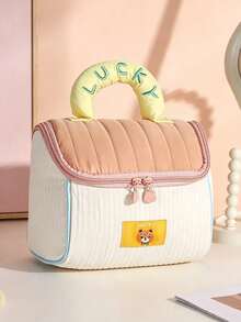 1pc Cute Country Style Makeup Storage Bag, Large Capacity Skincare Organizer, Multi-Functional Travel Storage Bag, Portable Handheld Travel Toiletry Bag - Multicolor - View 5