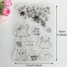 Thanksgiving Fall Autumn Themed Clear Silicone Stamps, Pumpkin Mushroom Wreath Text Pattern Transparent Rubber Seal For Journaling Scrapbooking Card Making DIY Craft Decoration - Gratitude - View 20