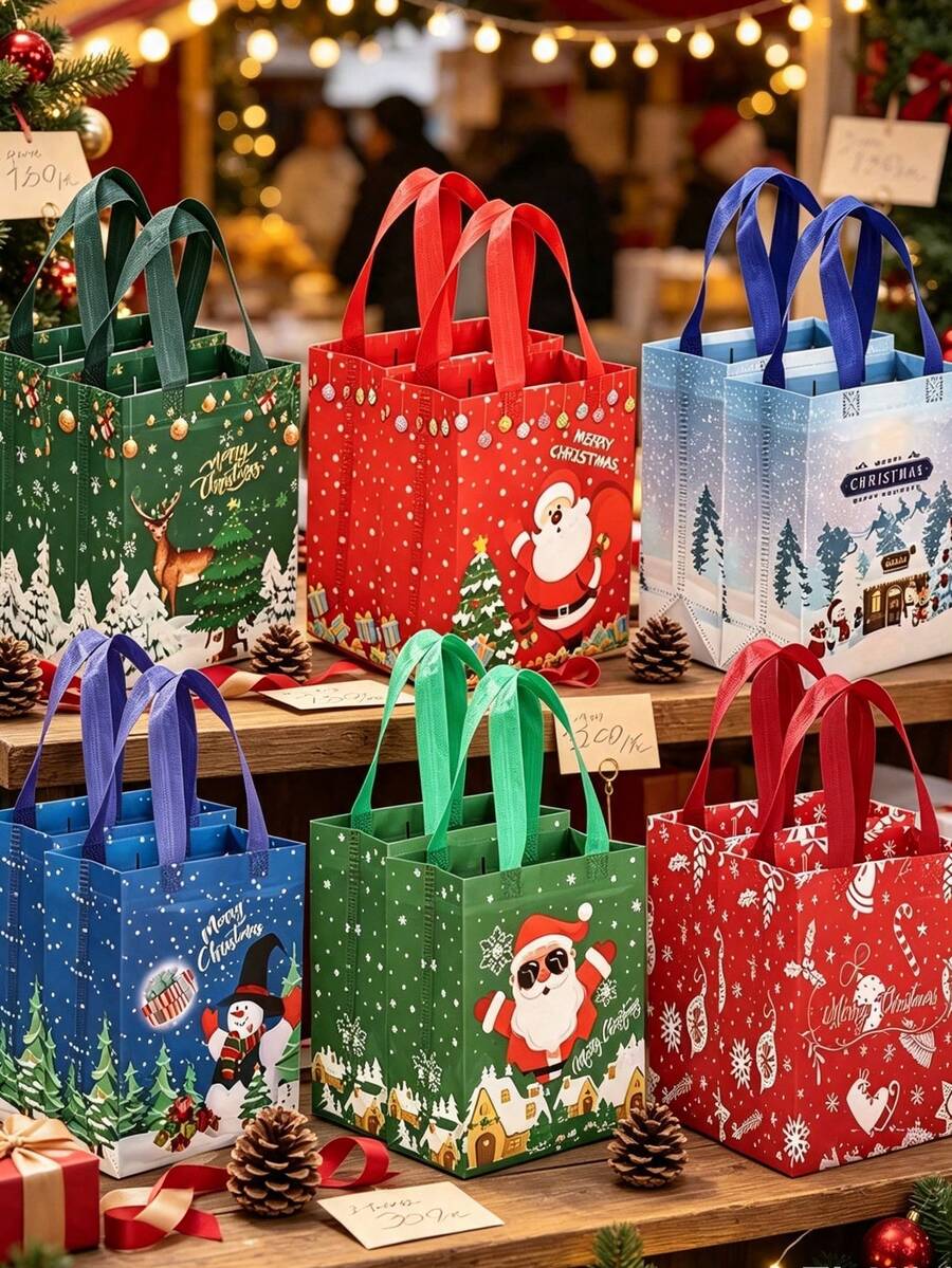 18/12/6/1pc Christmas Gift Bags, Multiple Cute Christmas Patterns, Suitable For Christmas, Theme Party Gift Wrapping, Surprise Party Decoration, Holiday Party Favors And Home Decor - One Size Fits All - View 1