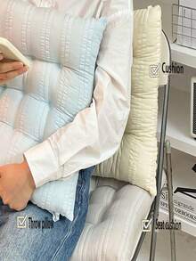 1pc Solid Color Macaron Office Seat Cushion Student Dorm All Season Chair Pad Backrest - A - View 7