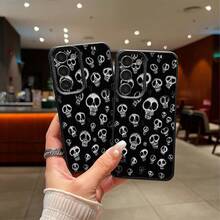 1pc TPU Material Retro Cool Skull Personalized Pattern Phone Case Compatible With IPhone 17 Pro Max/17/16 Pro Max/15/13/12/11/ S20 FE/A15/S24/A55/ Note 11/Note 12/Note 13 Pro Full Coverage Anti-Drop Soft Shell Protective Cover - Black - View 6