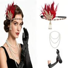 1920年代 Flapper 羽毛髮箍 波希米亞頭飾 鋅合金菱形框架 女款 1920年代羽毛裝飾髮箍 返校季、派對、萬聖節適用 - 彩色 - 查看 40