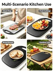 1/2pcs Black Plastic Cutting Board With Handle, Lightweight Kitchen Chopping Board, Easy To Carry, Convenient For Daily Use, Can Be Hung, Suitable For Preparing Fruits, Vegetables And Fast Food - Black - View 4