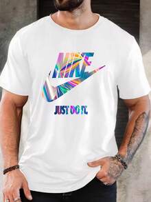 Men's Pure Cotton Short-Sleeved T-Shirt Casual Summer Regular Fit Breathable Basic Tee Top For Daily Wear - 白色 - 查看 1