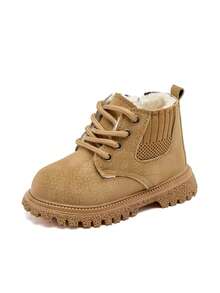 Kids' Thermal-Lined Boots, Winter Side Zipper Thick Sole Ankle Boots, Warm Boots For Boys And Girls - Yellow - View 11