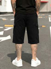 3件組男士運動休閒工裝七分褲，實用口袋設計，適合日常穿著與運動場景 - 彩色 - 查看 2