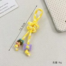 2pcs Mixed Color Handmade Braided Rope Keychains, Candy Resin Decor Bag Charms, Cute Braided Rope Pendants, Suitable For Backpack And Key Decoration - Multicolor - View 3