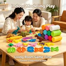 Children's Dinosaur Clay Set, Modeling Clay With Multiple Dinosaur Shaped Molds And Pressing Tools, Develops Children's Fine Motor Skills And Creative Ability. Suitable For Home Desktop Crafts, Outdoor Picnic Play, Parent-Child Interaction DIY, Perfect Gift For Christmas, Halloween, Birthday Party. - Multicolor - View 5