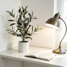 1pc 2D Flat Printed Acrylic Artificial Olive Tree Mini Potted Plant, Faux Olive Plant Decor For Home, Restaurant, Office Desk And Windowsill, Holiday Birthday Party Scene Decoration - Multicolor - View 5