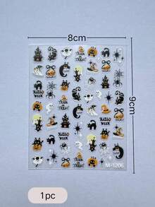 1pc Halloween Theme Face Decoration Sticker, Ghost Black Cat Pumpkin Bat Spider Pattern, Self-Adhesive Eye Tail Cheek Patch, Party Stage Atmosphere Makeup Accessory - Multicolor - View 5
