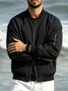 Men's Spring/Autumn Lightweight Baseball Jacket, Outdoor Casual Sports Jacket, Men's Top - Black - View 1