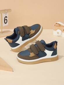 Boys' Colorblock Skate Shoes, Autumn New Style, Hook And Loop Closure, Soft Sole, Non-Slip, Casual, Durable, Toddler Sports Shoes - Blue - View 2