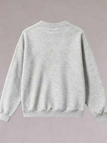 Oversized 240g Pure Cotton Solid Color Sweatshirt, Round Neck Long Sleeve Minimalist Casual Pullover Top For Men - 灰色3 - 查看 3