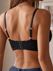 Women's Black Bow Lace Patchwork French Elegant Comfortable Lingerie - Black - View 4