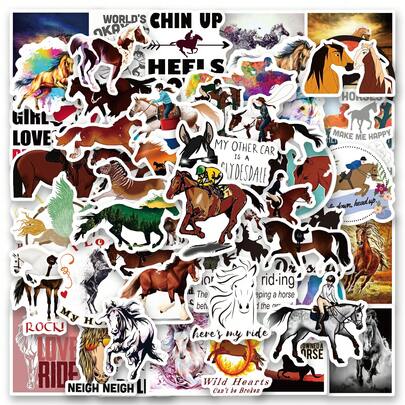 100 PCS Equestrian Stickers, A Set Of Vibrant And Colorful Beautiful Stickers, Suitable For All Kinds Of Holidays, Party, Laptops, Tablet, Skateboards, Journals, Scrapbooks, Water Bottles