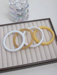 4pcs Round Resin Bracelet Set, Fashionable Retro Style, Suitable For Women's Daily Commute, Party And Banquet Matching - Multicolor - View 3
