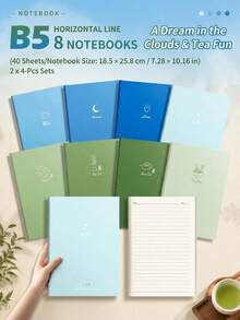 Gradient Notebook Lined Softcover B5 Thickened Stitched Notebook, 4/8/16PCS, Suitable For Office, Study, Journaling - B5 - View 17