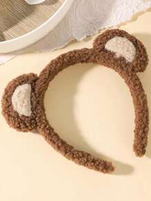 1pc Cute Brown Bear Ear Soft Plush Headband, Fluffy Animal Ear Makeup Home Hair Accessory - Multicolor - View 11