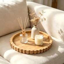 Wooden Candle Holder Base Aromatherapy Candle Display Tray Holiday Scene Decoration Round Candle Plate - Multicolor - View 4