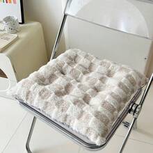 1pc Winter Plush Plaid Seat Cushion, Thickened Non-Slip Chair Pad For Office And Student Chairs, Long-Sitting Cushion - Multicolor - View 13