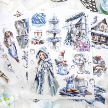 20Sheets Large Size Waterproof Dual-Material Four Seasons Washi PET Sticker Book Beautiful Lady Stickers Set For Scrapbooking Junk Journal Planner - Four Seasons Sticker Book - View 11