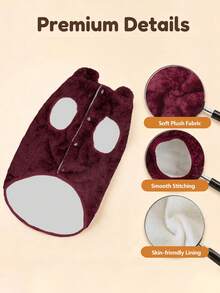 Metglad Dog Winter Jacket | Cold-Proof Jacket, Invisible Leash Hole And Metal D-Ring Dual Leash Design, Reflective Pet Vest, Warm Fleece Dog Snow Jacket, Suitable For Small, Medium And Large Dogs - Burgundy - View 5