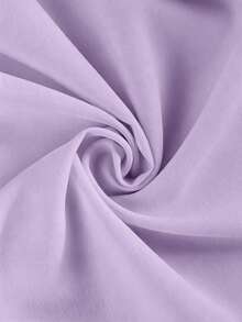 Women's Plus Size Solid Color Rolled Sleeve Long Front Button Shirt Blouse - Purple - View 6