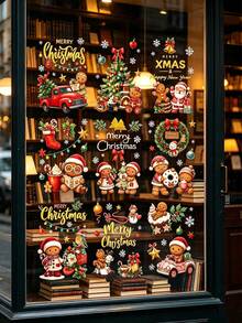 9pcs/Set Stiker Jendela Manusia Kue Jahe Natal, Stiker Jendela Pohon Natal Ekstra Besar, Stiker Kaca Dua Sisi, Cocok Untuk Dekorasi Rumah, Ruang Kelas, Kantor, Pesta di Musim Dingin, Dirancang Khusus Untuk Dekorasi Pesta Natal dan Acara Keluarga - Berbagai gaya - View 7