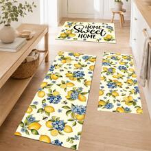 1/2pcs Lemon Pattern, Vintage Diatomaceous Earth Mat, Super Absorbent, Non-Slip, Perfect For Bathroom, Kitchen And Dining Room, Quick Drying, Machine Washable, Perfect Gift For Home Decor And Bathroom Mat. - Multicolor - View 2
